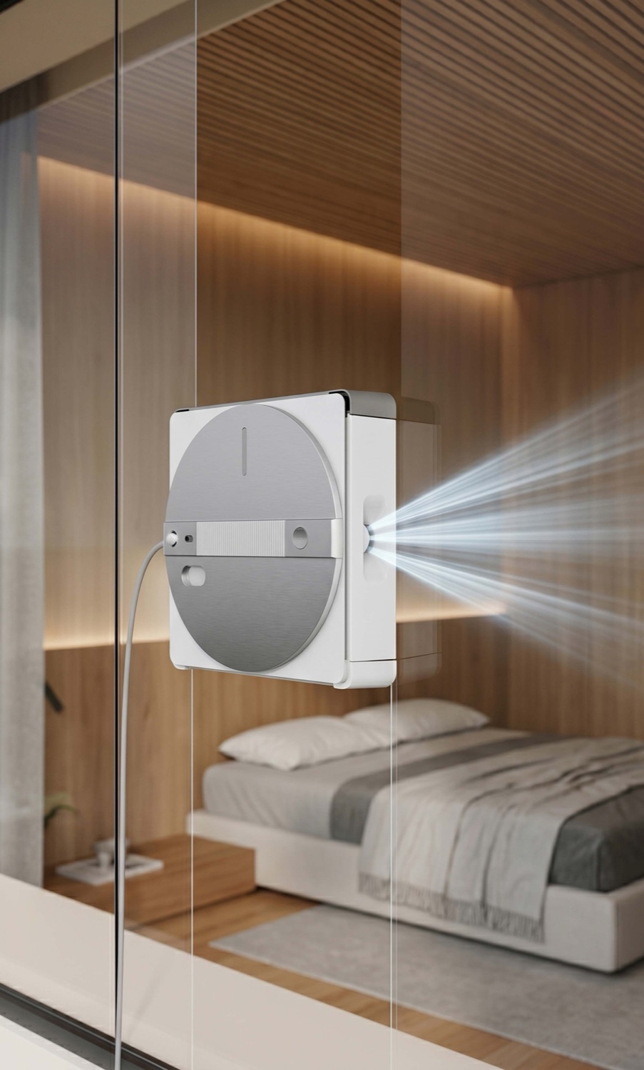 Robot lavavetri ECOVACS WINBOT W3 OMNI su una vetrata